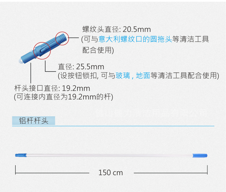 專業(yè)型快速鎖平拖 配1條平拖布 紅黃藍綠四色可選